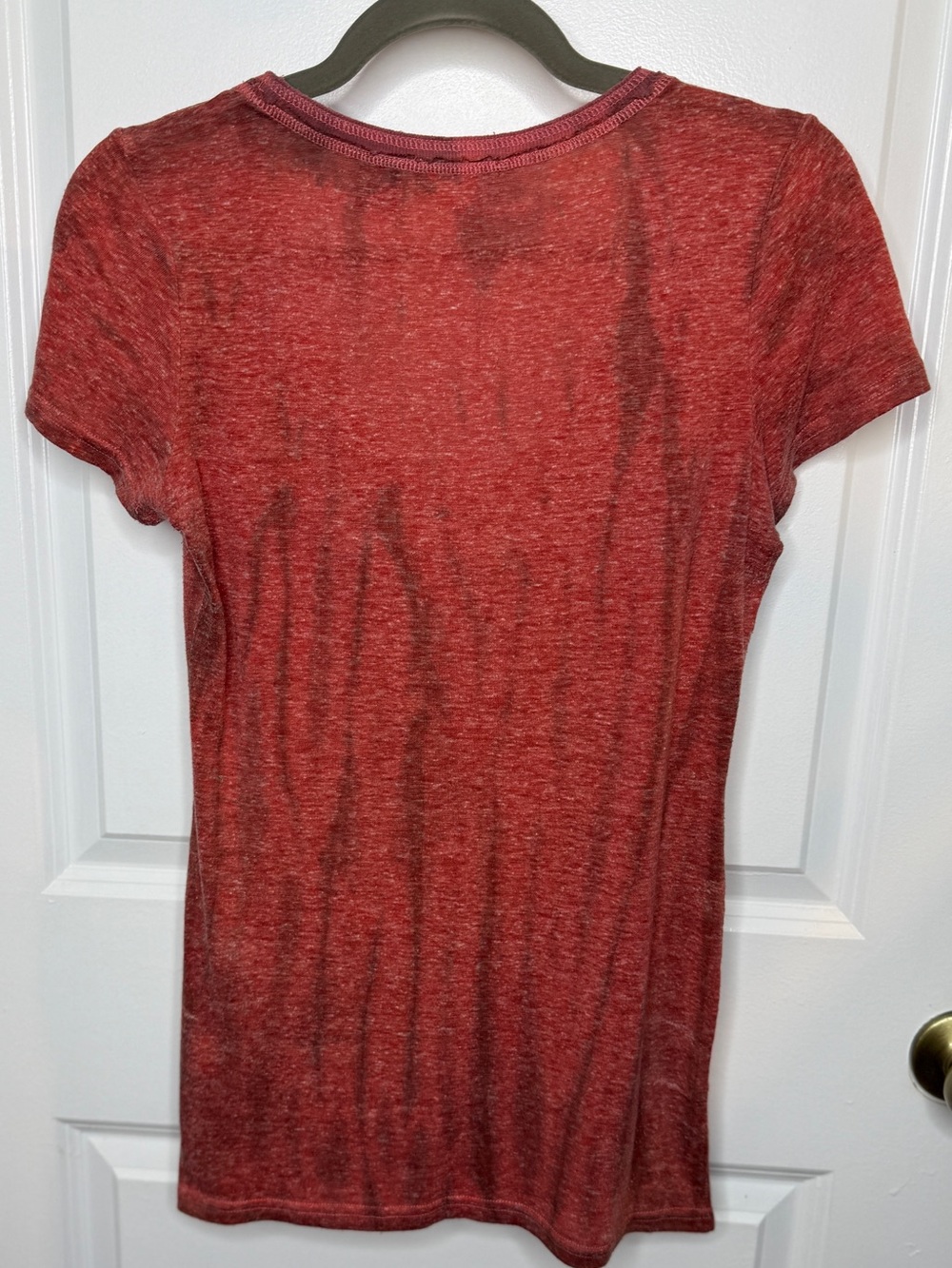 Miss Me Brick Red Short Sleeve Fringe & Sequin Scoop Neck Top - Picture 2 of 6